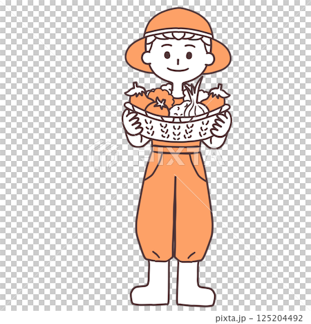 A simple full-body illustration of a man farming 125204492