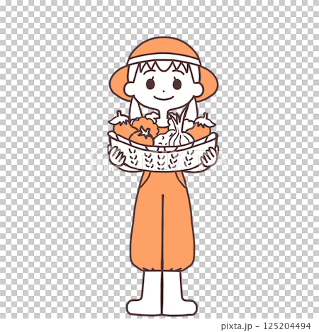 農業をする女性のシンプルな女性の全身イラスト 農業をする女性のシンプルな女性の全身イラスト 125204494