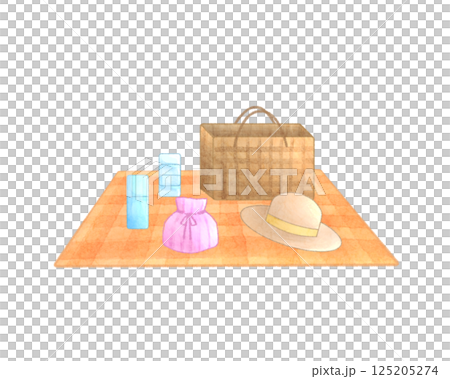 水彩画風のピクニックのイメージイラスト 125205274