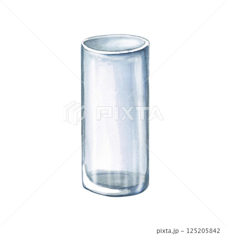 Empty glass for drinks. Isolated watercolor illustration for restaurant design, menu, printing on posters and fabrics. 125205842