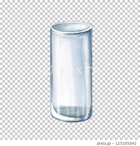 Empty glass for drinks. Isolated watercolor illustration for restaurant design, menu, printing on posters and fabrics. 125205842