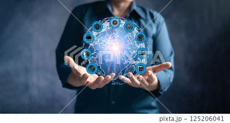 Study online class webinar technology. Technology course, teaching, business training concept. e-learning, online education, education, video lesson, knowledge in homeschool, internet learning. 125206041