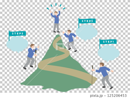 以「進階」、「升級」、「技能提升」、「跳躍」和「成長」為主題的象形文字風格的男學生 125206453