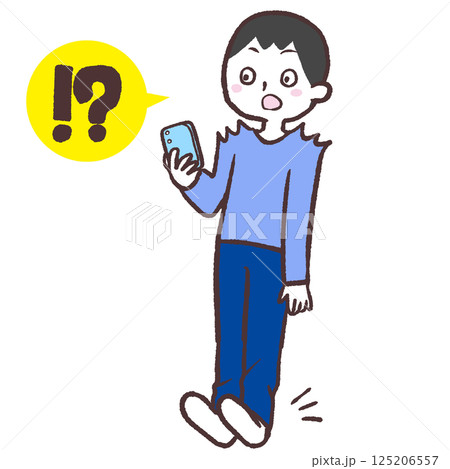 スマホに驚く男性のイラスト 125206557