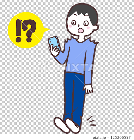 スマホに驚く男性のイラスト 125206557