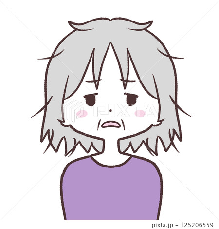 ボサボサ髪のシニア女性イラスト ボサボサ髪のシニア女性イラスト 125206559