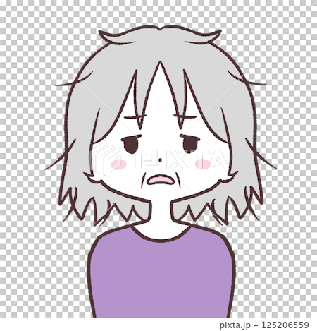 ボサボサ髪のシニア女性イラスト ボサボサ髪のシニア女性イラスト 125206559