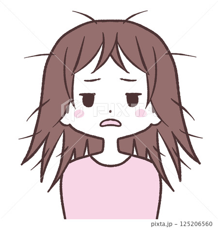 髪がぼさぼさの女性イラスト 髪がぼさぼさの女性イラスト 125206560