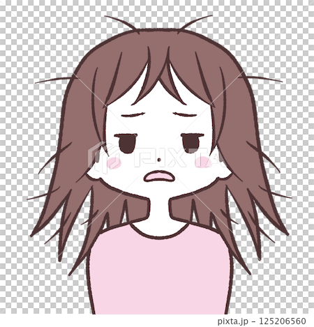 髪がぼさぼさの女性イラスト 髪がぼさぼさの女性イラスト 125206560
