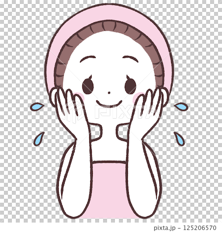 化粧水をつける女性上半身イラスト 125206570