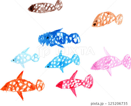子供が描いた水族館の魚　ジンベイザメ 125206735