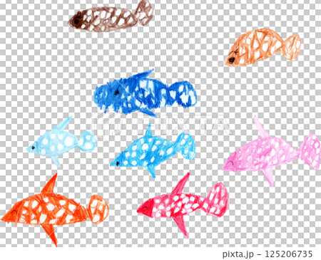 子供が描いた水族館の魚　ジンベイザメ 125206735