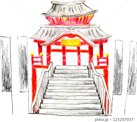 大須観音　手描きイラスト 125207037