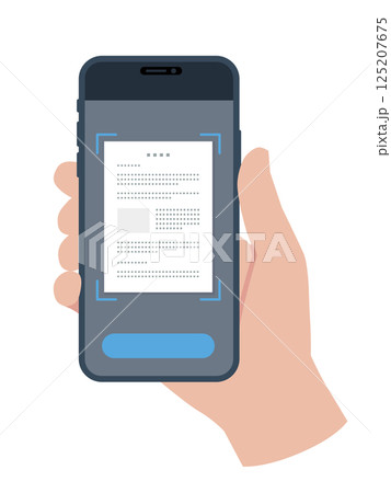 手に持ったスマートフォン 文書をスキャン 125207675