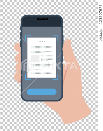 手に持ったスマートフォン 文書をスキャン 125207675