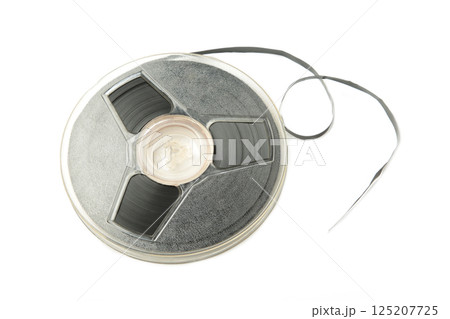 Film reel isolated on white background. Space for text Film reel isolated on white background. Space for text 125207725