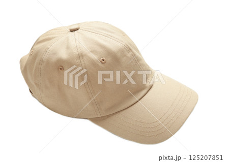 Blank cap beige mockup isolated on a white background Blank cap beige mockup isolated on a white background 125207851