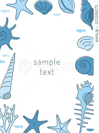 貝殻とヒトデのフレーム素材 125208271