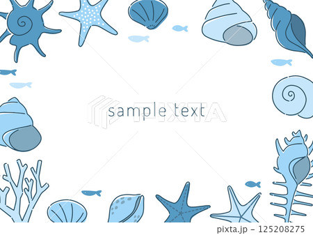 貝殻とヒトデのフレーム素材 貝殻とヒトデのフレーム素材 125208275