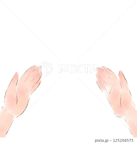 両手を広げて差し伸べるポーズの水彩イラスト素材 125208575