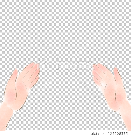 両手を広げて差し伸べるポーズの水彩イラスト素材 125208575