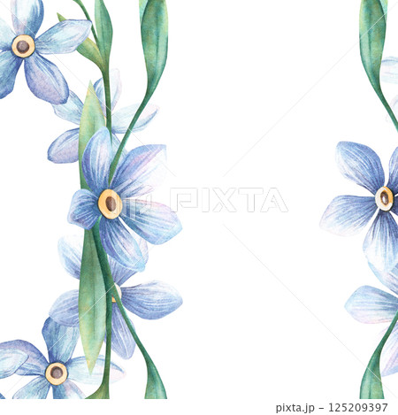 Forget-me-not square template frame. Spring watercolor illustration of blue flowers myosotis twigs. Perfect for romantic, botanical, vintage design projects, seasonal greeting card, retro postcard Forget-me-not square template frame. Spring watercolor illustration of blue flowers myosotis twigs. Perfect for romantic, botanical, vintage design projects, seasonal greeting card, retro postcard 125209397