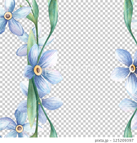Forget-me-not square template frame. Spring watercolor illustration of blue flowers myosotis twigs. Perfect for romantic, botanical, vintage design projects, seasonal greeting card, retro postcard Forget-me-not square template frame. Spring watercolor illustration of blue flowers myosotis twigs. Perfect for romantic, botanical, vintage design projects, seasonal greeting card, retro postcard 125209397