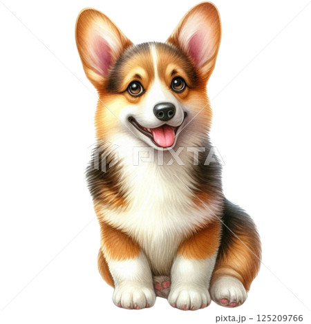 a cute little dog sitting down on a white background a cute little dog sitting down on a white background 125209766