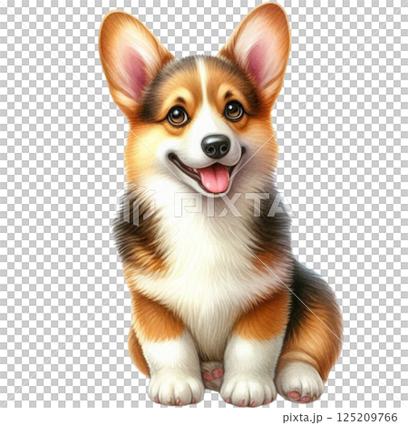 a cute little dog sitting down on a white background a cute little dog sitting down on a white background 125209766