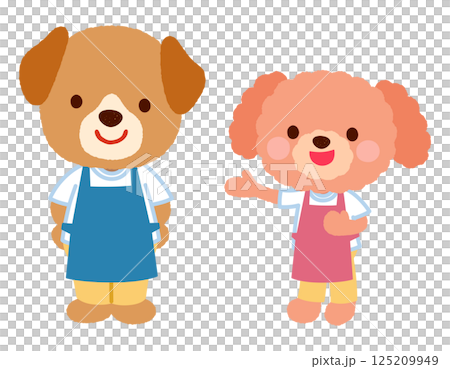 Cute dog character apron staff clerk Cute dog character apron staff clerk 125209949