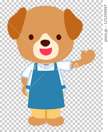かわいいイヌのキャラクター　エプロン　スタッフ　店員 125209997