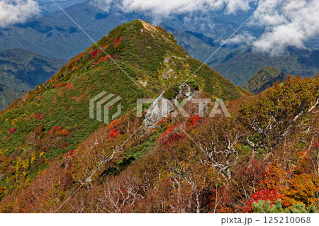 飯豊連峰・ダイグラ尾根から見る紅葉の宝珠山 飯豊連峰・ダイグラ尾根から見る紅葉の宝珠山 125210068