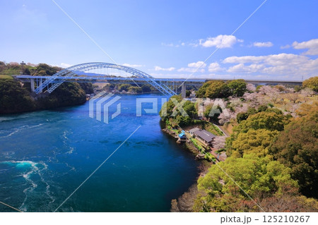 【長崎県】満開の桜と新西海橋(針尾瀬戸) 【長崎県】満開の桜と新西海橋(針尾瀬戸) 125210267
