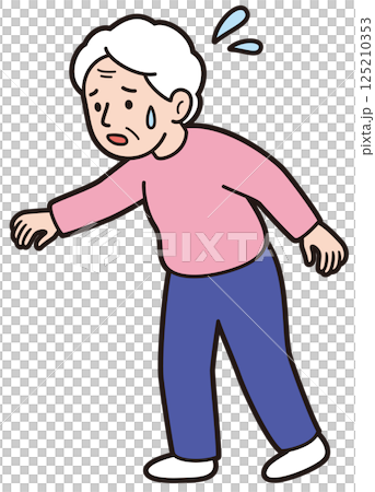 A vector illustration of an elderly woman who is in a hurry because she is losing her balance and about to fall A vector illustration of an elderly woman who is in a hurry because she is losing her balance and about to fall 125210353