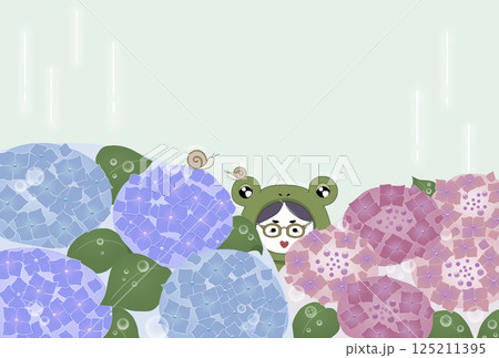 紫陽花とカエル 125211395