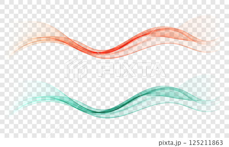 Wave collection, translucent colorful abstract waves, smooth lines. 125211863