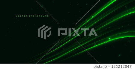 Futuristic green rays curved sparkle. Hi-speed motion moving concept. 125212047
