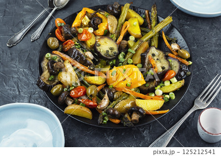 Homemade Roasted Vegetables. 125212541