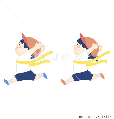 ゴールテープを切る子供 ゴールテープを切る子供 125213117