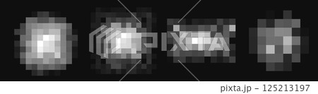 Pixel mosaic censor bars, stylized blurred blocks, privacy concealment effect. Abstract explicit content mask for adult media, NSFW coverage, content hiding. Vector illustration. 125213197