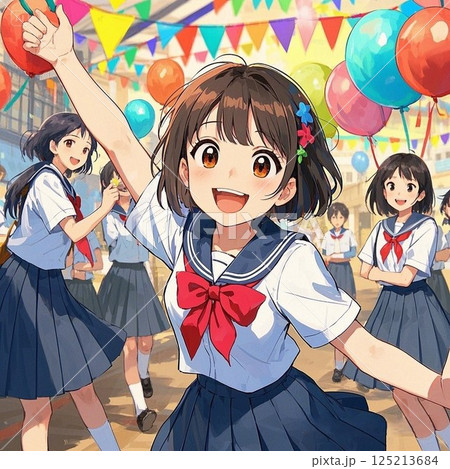 行事を楽しむ学生たち 125213684