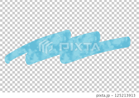 マーカーペンで描いたようなアンダーラインセット：ブルー　水彩風 125213913