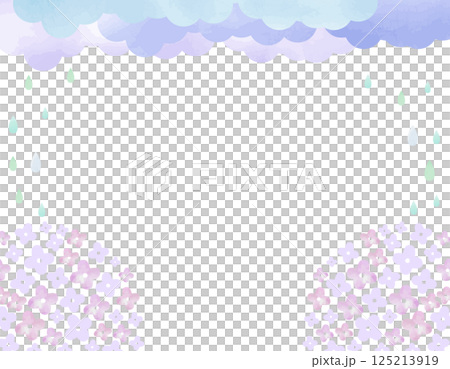 梅雨季節的形象：繡球花與雨雲框架背景材質2 125213919