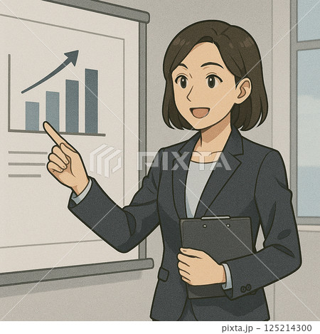 プレゼンをする女性社員 プレゼンをする女性社員 125214300