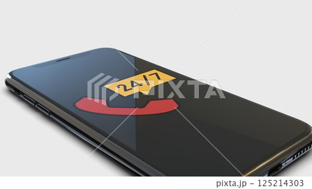 24 to 7 customer support call on a modern smartphone 125214303