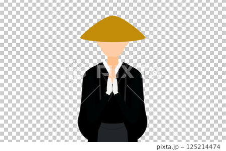 A simple illustration of a Buddhist monk spreading his arms 125214474