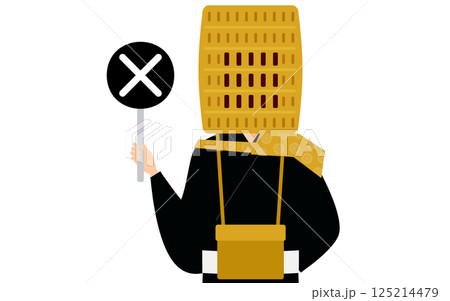 仏教のお坊さんがバツの棒を持つシンプルなイラスト 仏教のお坊さんがバツの棒を持つシンプルなイラスト 125214479