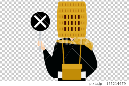 仏教のお坊さんがバツの棒を持つシンプルなイラスト 仏教のお坊さんがバツの棒を持つシンプルなイラスト 125214479