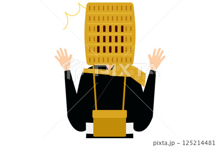 仏教のお坊さんが驚いて両手を広げるシンプルなイラスト 125214481