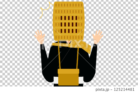 仏教のお坊さんが驚いて両手を広げるシンプルなイラスト 125214481